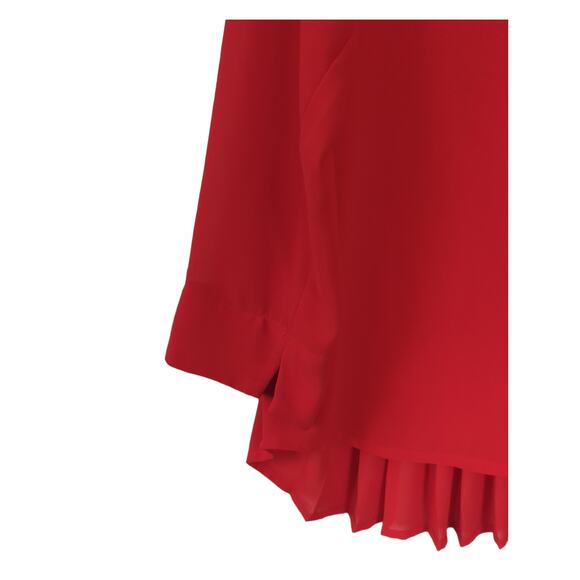 Red Key Hole Blouse with Pleated Back Detail Size S - Picture 2 of 5